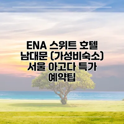 ENA 스위트 호텔 남대문 (가성비숙소) 서울 아고다 특가 예약팁