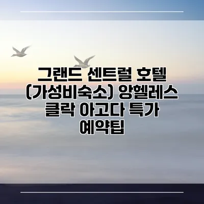 그랜드 센트럴 호텔 (가성비숙소) 앙헬레스 클락 아고다 특가 예약팁