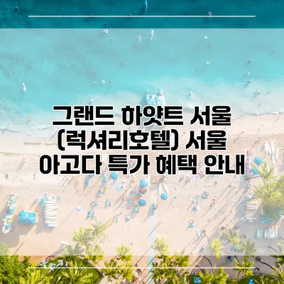 그랜드 하얏트 서울 (럭셔리호텔) 서울 아고다 특가 혜택 안내