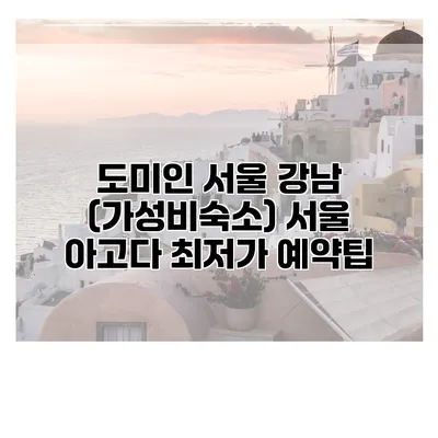 도미인 서울 강남 (가성비숙소) 서울 아고다 최저가 예약팁