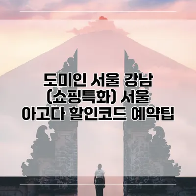 도미인 서울 강남 (쇼핑특화) 서울 아고다 할인코드 예약팁