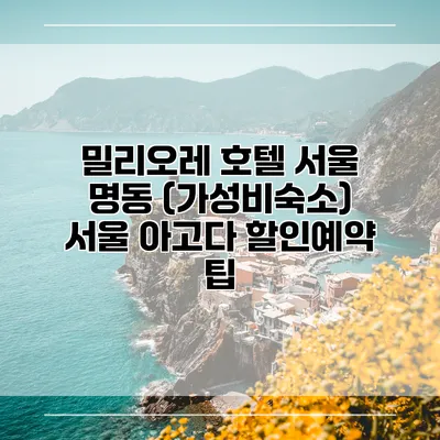 밀리오레 호텔 서울 명동 (가성비숙소) 서울 아고다 할인예약 팁