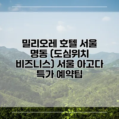 밀리오레 호텔 서울 명동 (도심위치 비즈니스) 서울 아고다 특가 예약팁
