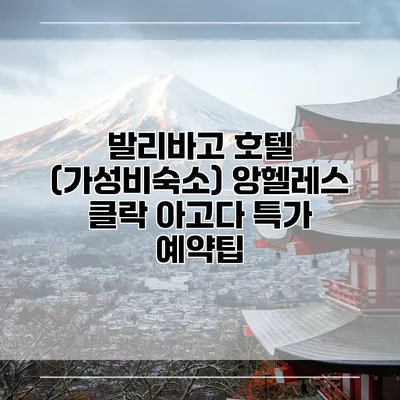 발리바고 호텔 (가성비숙소) 앙헬레스 클락 아고다 특가 예약팁
