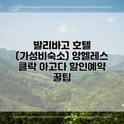 발리바고 호텔 (가성비숙소) 앙헬레스 클락 아고다 할인예약 꿀팁