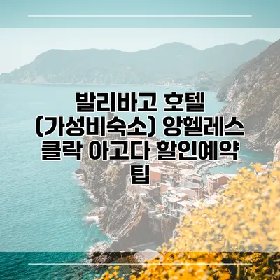 발리바고 호텔 (가성비숙소) 앙헬레스 클락 아고다 할인예약 팁