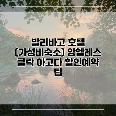 발리바고 호텔 (가성비숙소) 앙헬레스 클락 아고다 할인예약 팁