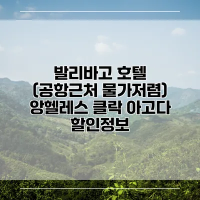 발리바고 호텔 (공항근처 물가저렴) 앙헬레스 클락 아고다 할인정보