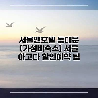 서울앤호텔 동대문 (가성비숙소) 서울 아고다 할인예약 팁