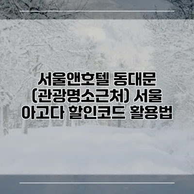 서울앤호텔 동대문 (관광명소근처) 서울 아고다 할인코드 활용법