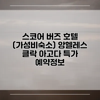 스코어 버즈 호텔 (가성비숙소) 앙헬레스 클락 아고다 특가 예약정보
