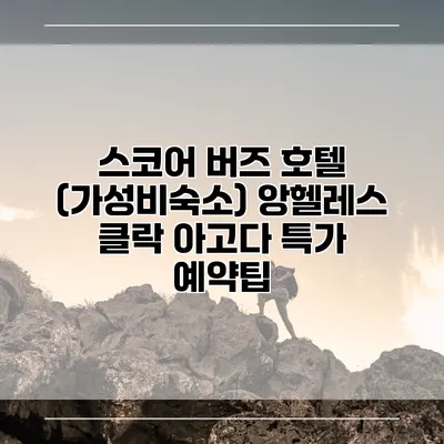 스코어 버즈 호텔 (가성비숙소) 앙헬레스 클락 아고다 특가 예약팁