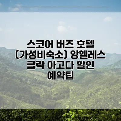 스코어 버즈 호텔 (가성비숙소) 앙헬레스 클락 아고다 할인 예약팁