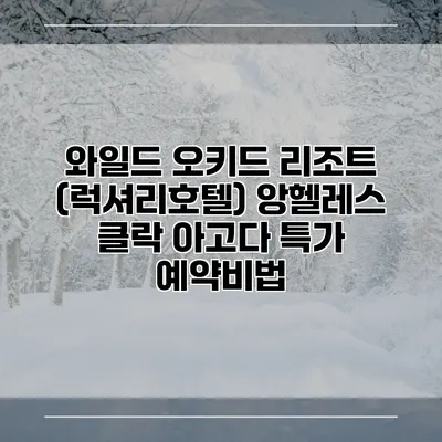 와일드 오키드 리조트 (럭셔리호텔) 앙헬레스 클락 아고다 특가 예약비법
