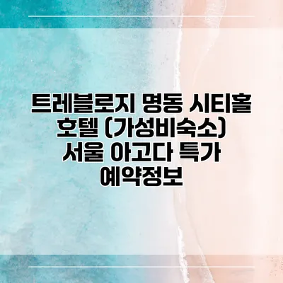 트레블로지 명동 시티홀 호텔 (가성비숙소) 서울 아고다 특가 예약정보