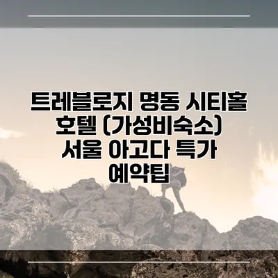 트레블로지 명동 시티홀 호텔 (가성비숙소) 서울 아고다 특가 예약팁