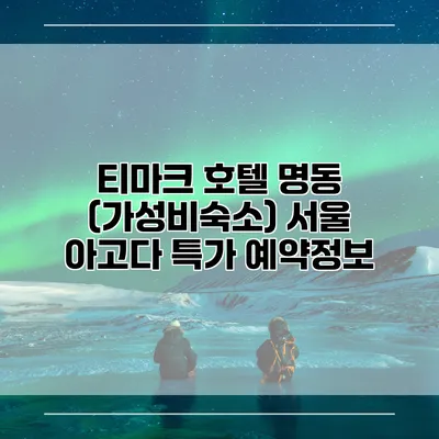티마크 호텔 명동 (가성비숙소) 서울 아고다 특가 예약정보