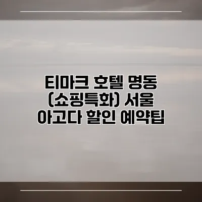 티마크 호텔 명동 (쇼핑특화) 서울 아고다 할인 예약팁