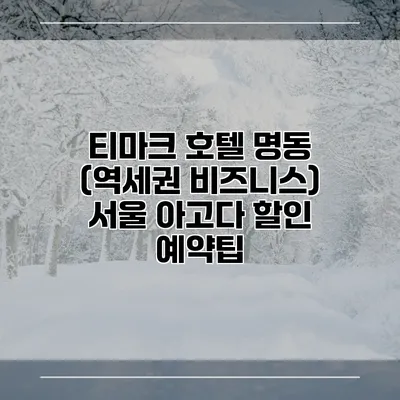 티마크 호텔 명동 (역세권 비즈니스) 서울 아고다 할인 예약팁
