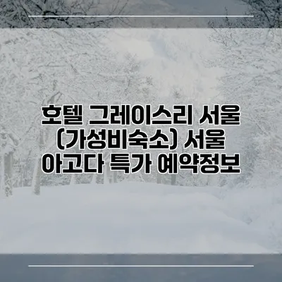 호텔 그레이스리 서울 (가성비숙소) 서울 아고다 특가 예약정보