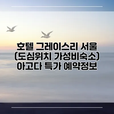 호텔 그레이스리 서울 (도심위치 가성비숙소) 아고다 특가 예약정보