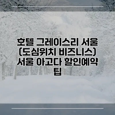 호텔 그레이스리 서울 (도심위치 비즈니스) 서울 아고다 할인예약 팁