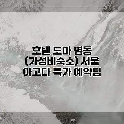 호텔 도마 명동 (가성비숙소) 서울 아고다 특가 예약팁