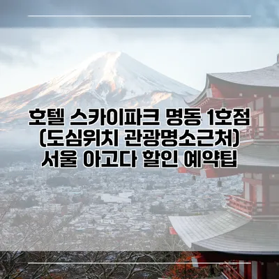 호텔 스카이파크 명동 1호점 (도심위치 관광명소근처) 서울 아고다 할인 예약팁