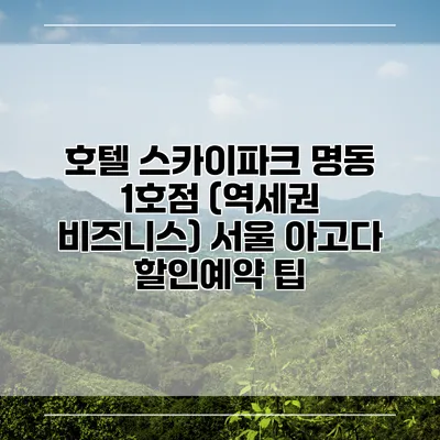 호텔 스카이파크 명동 1호점 (역세권 비즈니스) 서울 아고다 할인예약 팁