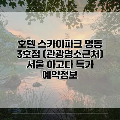 호텔 스카이파크 명동 3호점 (관광명소근처) 서울 아고다 특가 예약정보