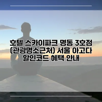 호텔 스카이파크 명동 3호점 (관광명소근처) 서울 아고다 할인코드 혜택 안내