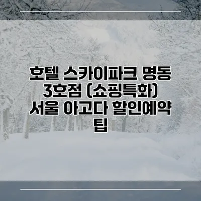 호텔 스카이파크 명동 3호점 (쇼핑특화) 서울 아고다 할인예약 팁