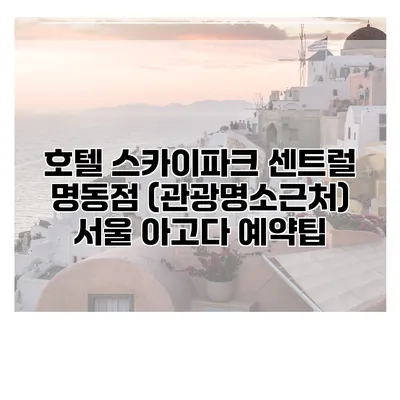 호텔 스카이파크 센트럴 명동점 (관광명소근처) 서울 아고다 예약팁