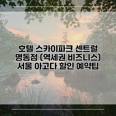 호텔 스카이파크 센트럴 명동점 (역세권 비즈니스) 서울 아고다 할인 예약팁