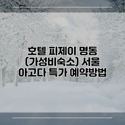 호텔 피제이 명동 (가성비숙소) 서울 아고다 특가 예약방법