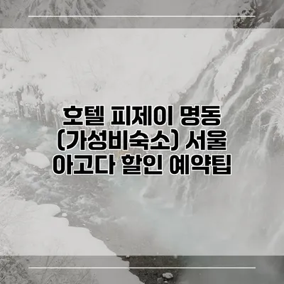 호텔 피제이 명동 (가성비숙소) 서울 아고다 할인 예약팁