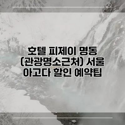 호텔 피제이 명동 (관광명소근처) 서울 아고다 할인 예약팁