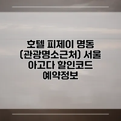 호텔 피제이 명동 (관광명소근처) 서울 아고다 할인코드 예약정보